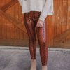 Bottoms BuddyLove Clothing Label | Buddylove Mila Patent Vegan Leather Legging - Cognac Snake