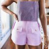 Bottoms BuddyLove Clothing Label | Buddylove Mae Tweed High-Waisted Shorts - Lavender