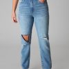 Bottoms Hidden | Tracey Distressed Straight Jean - Medium Wash