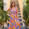 Dresses BuddyLove Clothing Label | Buddylove Zena Plunging Neck Maxi Dress - Pansy