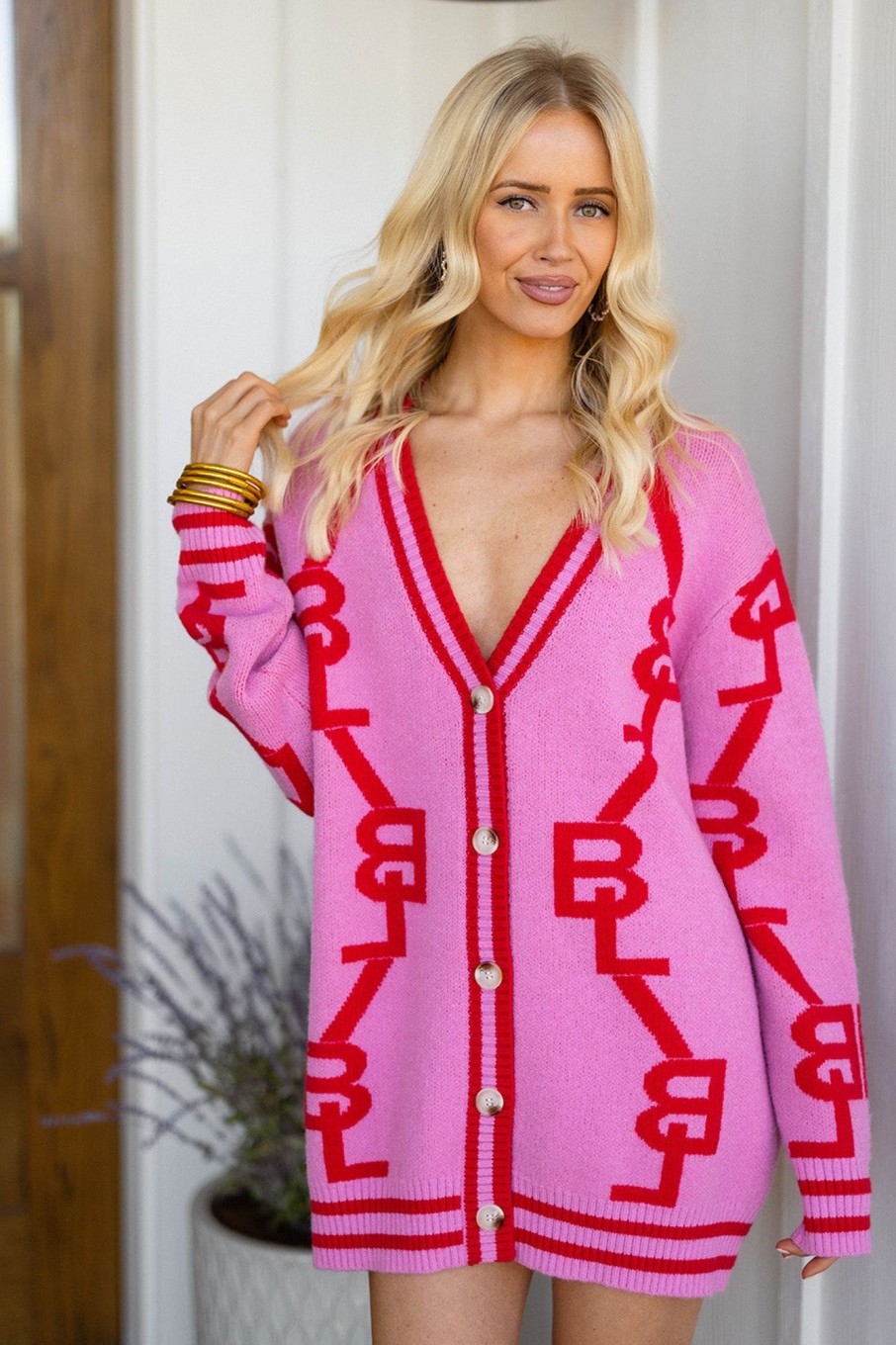 Dresses BuddyLove Clothing Label | Buddylove Varsity Cardigan Dress - Lovey Dovey