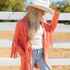 Tops BuddyLove Clothing Label | Buddylove Dutton Fringe Suede Jacket - Coral