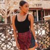 Bottoms BuddyLove Clothing Label | Buddylove Hope Color Block Mini Skirt - Merlot Cat