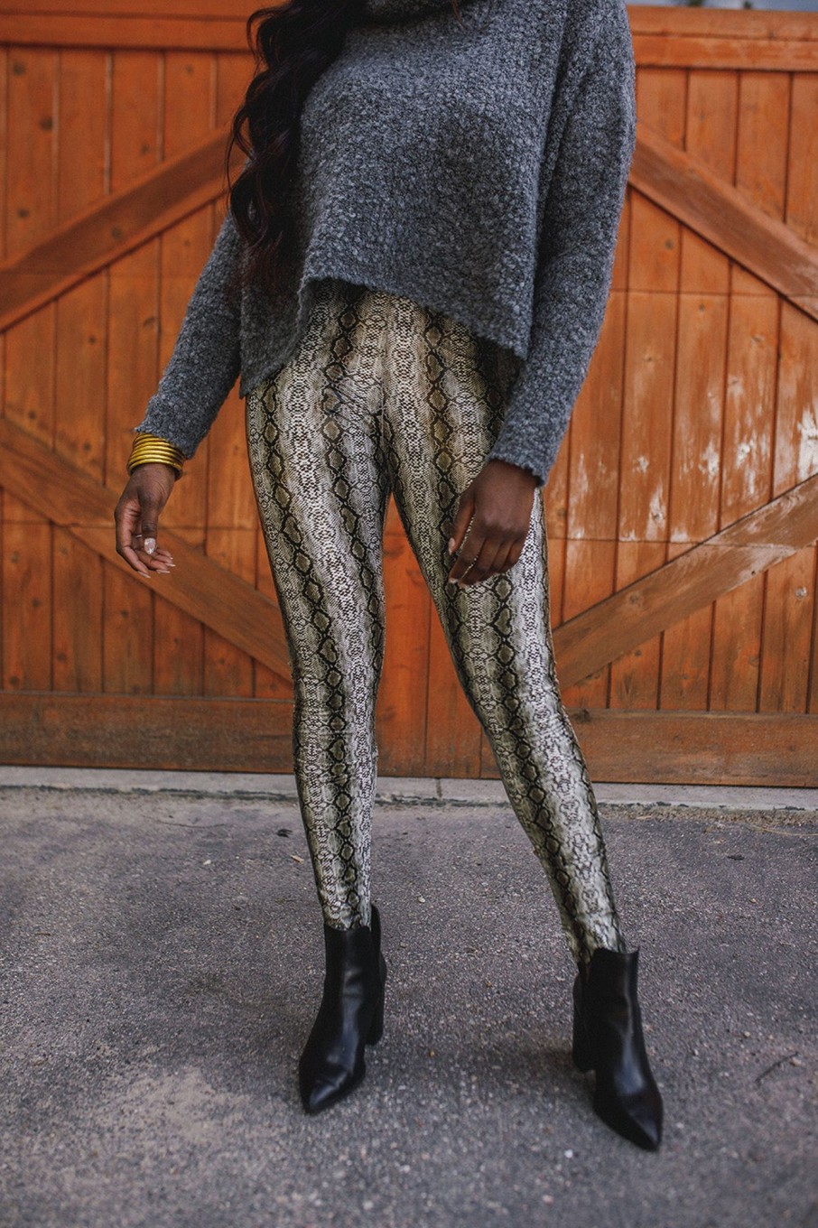 Bottoms BuddyLove Clothing Label | Buddylove Mila Patent Vegan Leather Legging - Black Snake