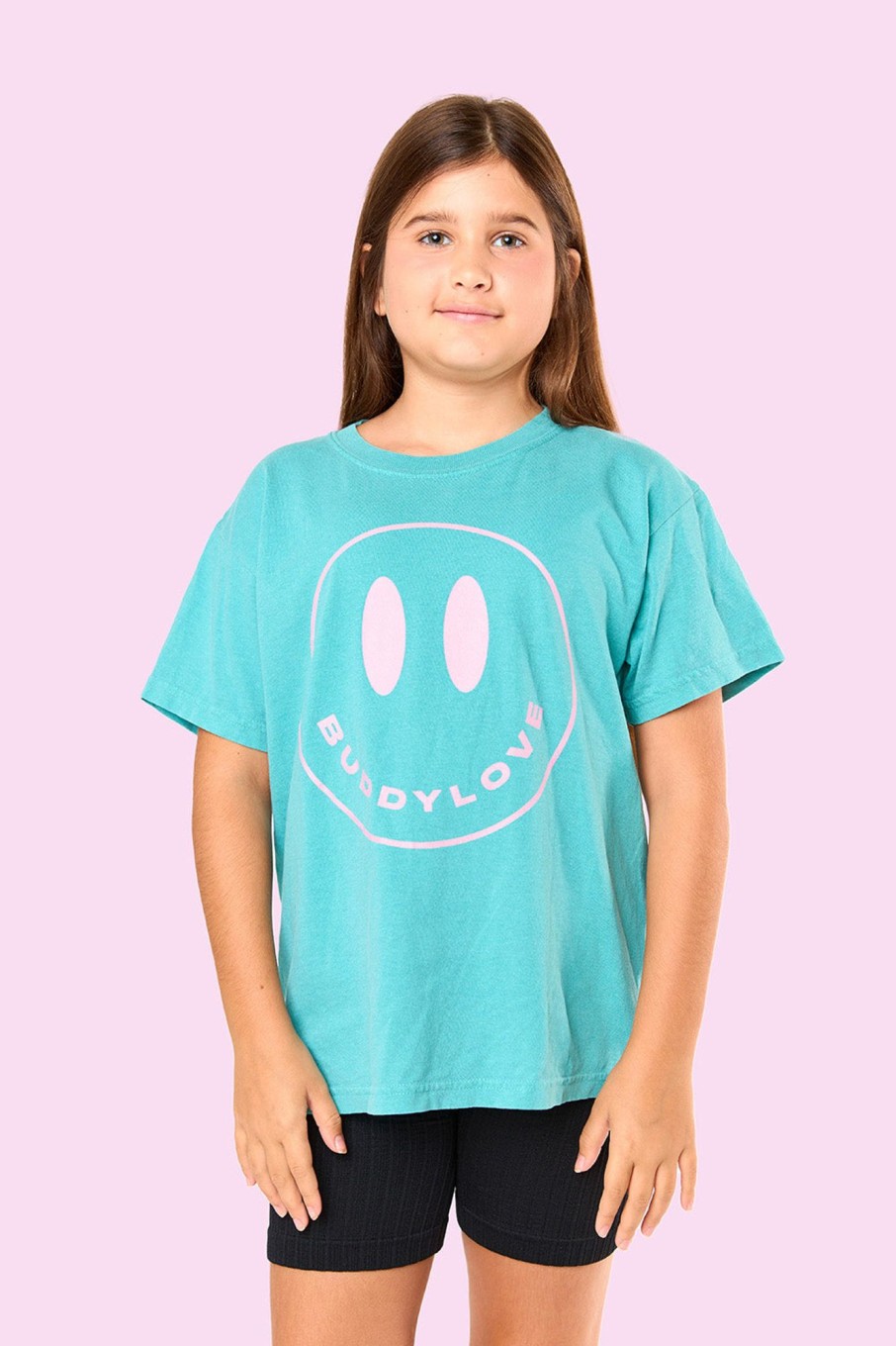 Family BuddyLove Clothing Label | Happy Face Youth Graphic Tee - Seafoam