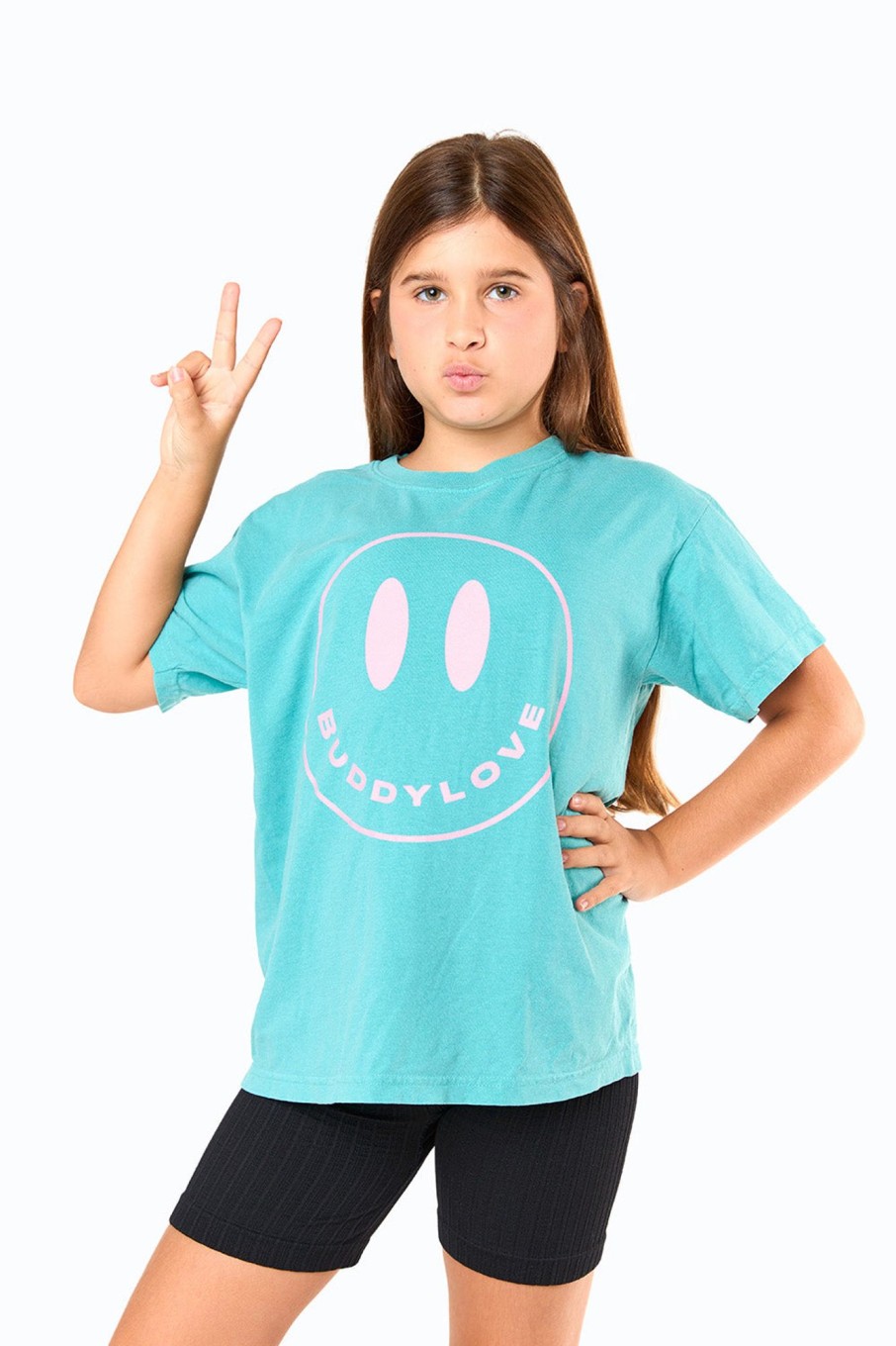 Family BuddyLove Clothing Label | Happy Face Youth Graphic Tee - Seafoam