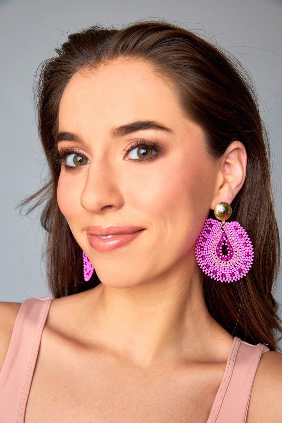 Accessories Treasure Jewels | Marina Beaded Statement Earrings - Hot Pink