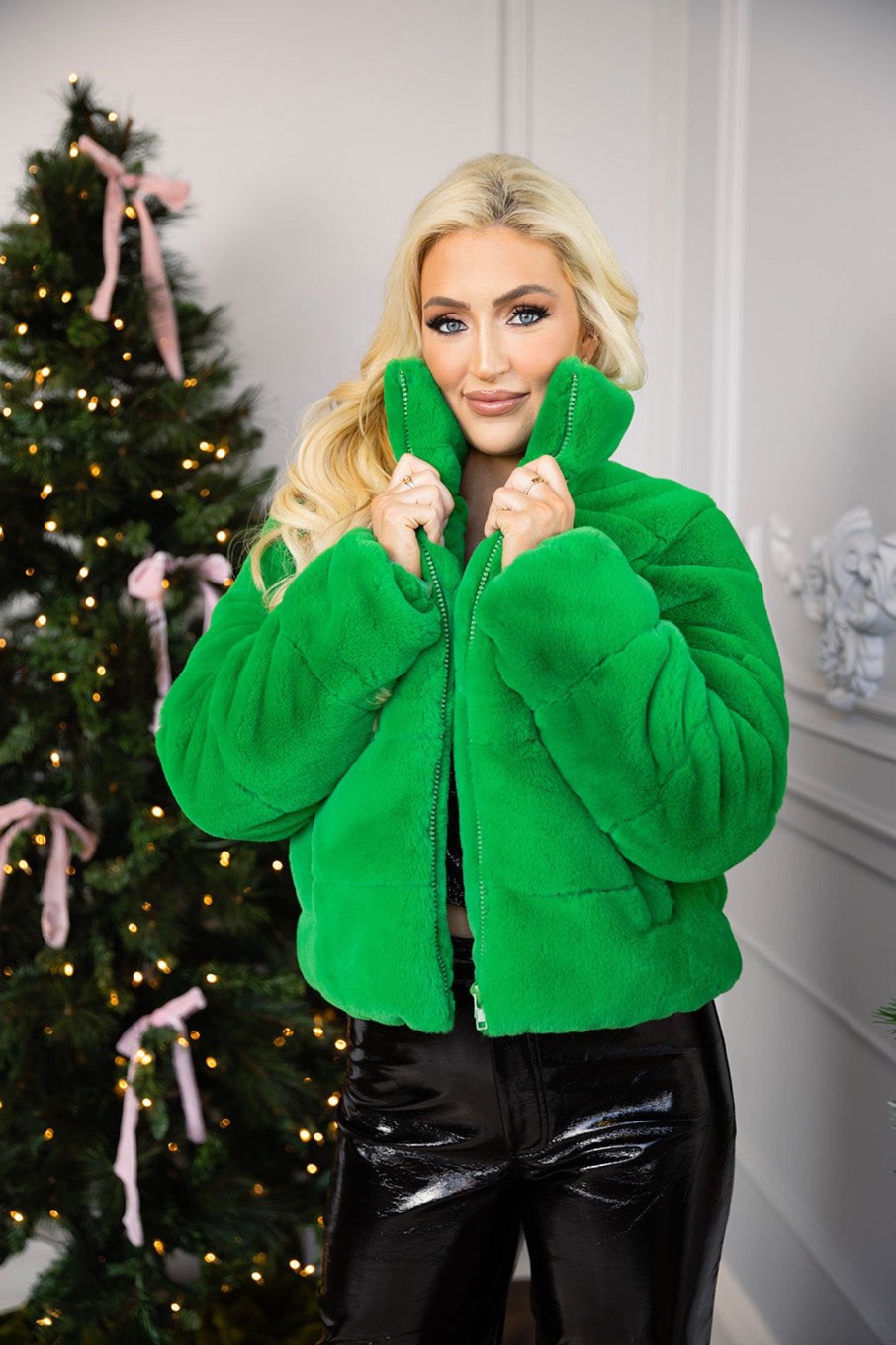 Outerwear BuddyLove Clothing Label | Buddylove Noella Faux Fur Jacket - Green