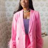 Outerwear BuddyLove Clothing Label | Buddylove Elle Feather Trim Blazer - Pink