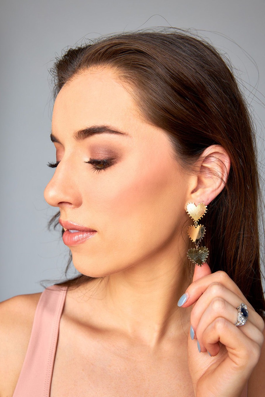 Accessories Treasure Jewels | Triple Heart Earrings - Gold