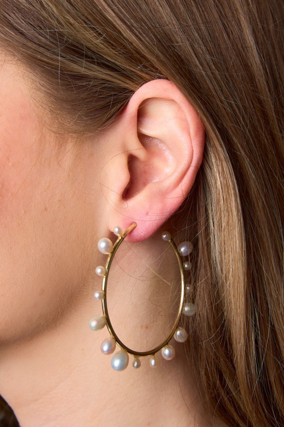 Accessories Ever Alice | Britt Large Hoop Earrings - Pearl