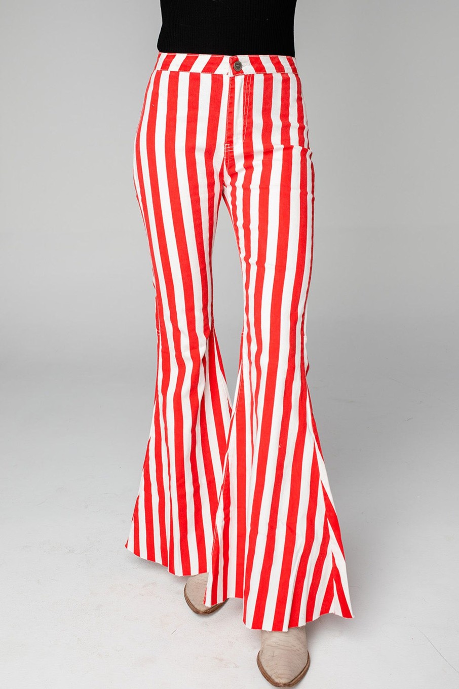 Bottoms BuddyLove Clothing Label | Buddylove Moonshine High-Waisted Flare Jeans - Red/White