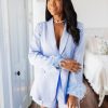 Blazers And Sets BuddyLove Clothing Label | Buddylove Elle Feather Trim Blazer - Blue