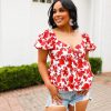 Tops BuddyLove Clothing Label | Buddylove Houston Puff Sleeve Top - Scarlet Flower