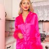 Pajamas BuddyLove Clothing Label | Buddylove Prescott Feather Trim Pajama Set - Hot Pink