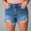 Bottoms Hidden | Sofie Frayed Hem Denim Shorts - Dark Wash