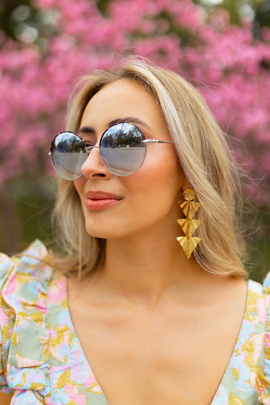 Accessories BuddyLove Clothing Label | Buddylove Farrah Round Metal Sunglasses - Blue