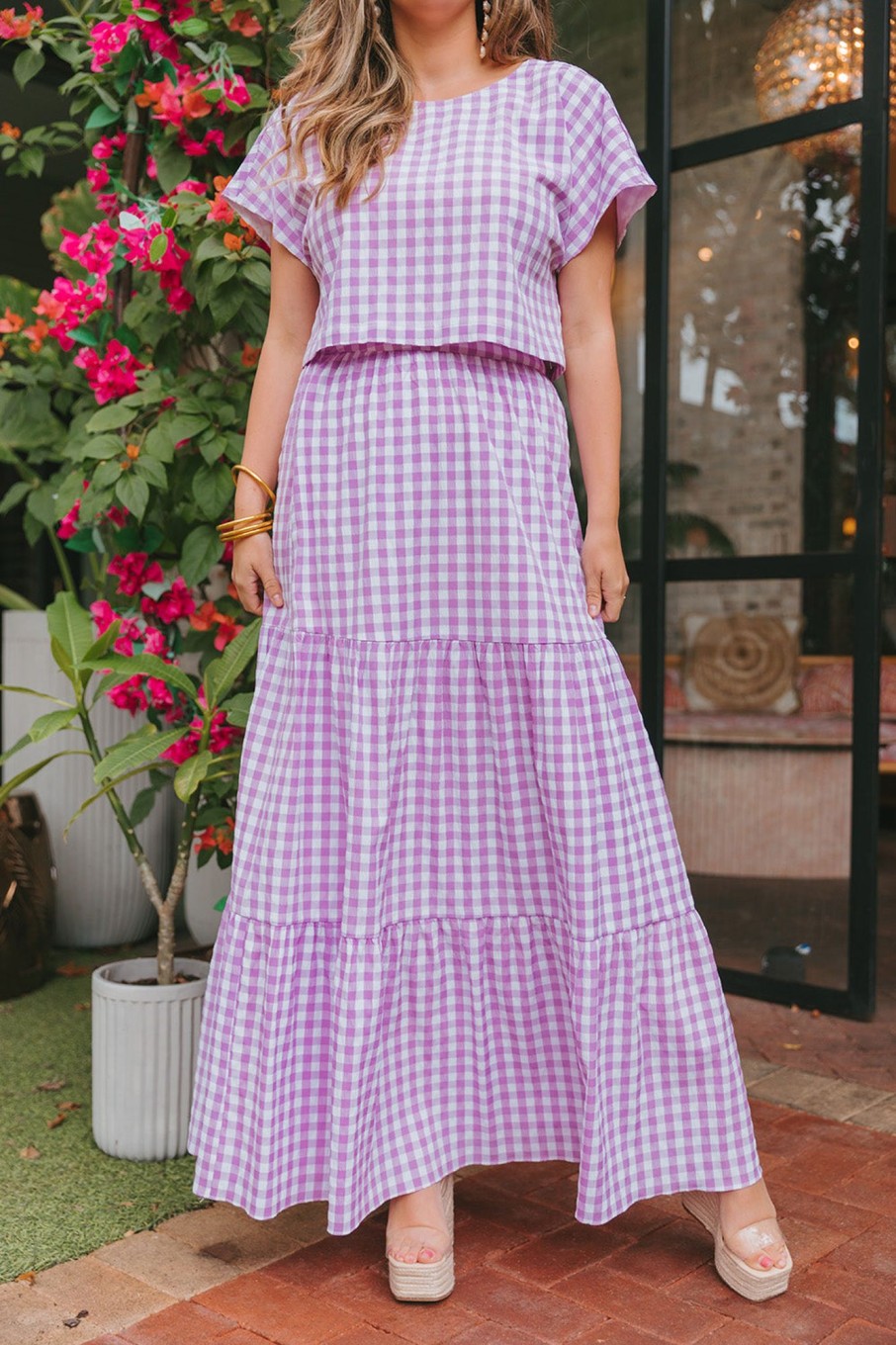 Blazers And Sets BuddyLove Clothing Label | Buddylove West Two-Piece Set - Purple Checker