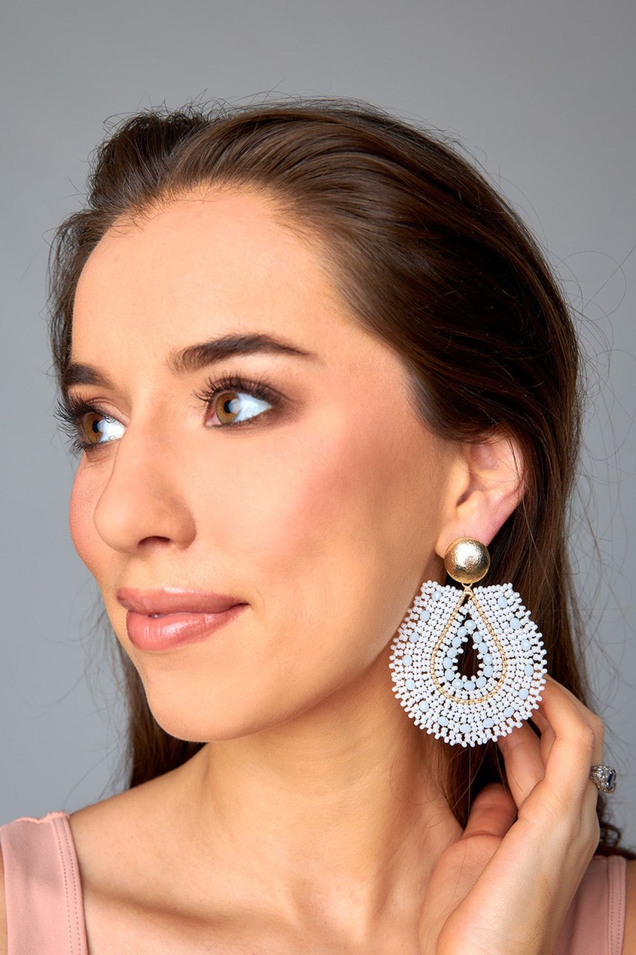 Accessories Treasure Jewels | Marina Beaded Statement Earrings - White