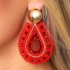 Accessories Treasure Jewels | Marina Beaded Statement Earrings - Red