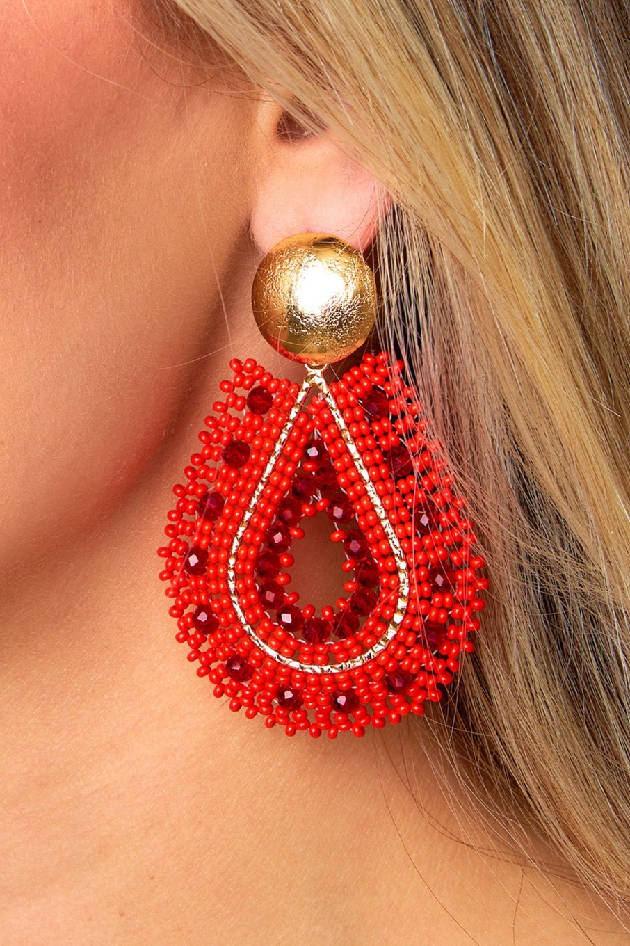 Accessories Treasure Jewels | Marina Beaded Statement Earrings - Red