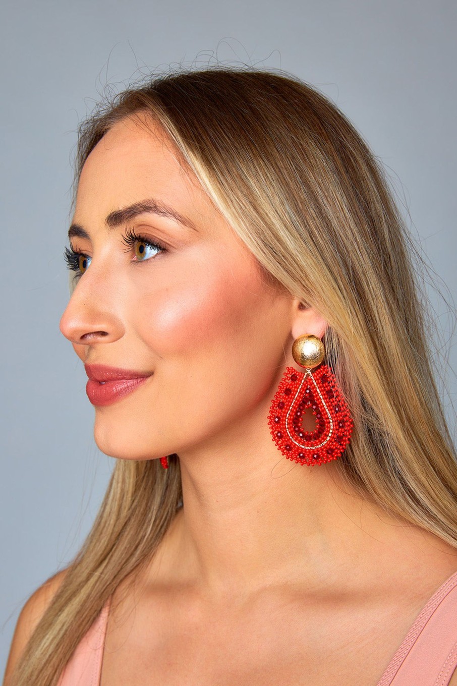 Accessories Treasure Jewels | Marina Beaded Statement Earrings - Red