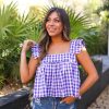 Tops BuddyLove Clothing Label | Buddylove Kyle Ruffle Swing Tank Top - Purple Checker