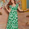 Dresses BuddyLove Clothing Label | Buddylove Anastasia Ruffle Shoulder Midi Dress - Palm Pretty