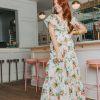 Dresses BuddyLove Clothing Label | Buddylove Cece Flutter Sleeve Maxi Dress - Scottish Rose