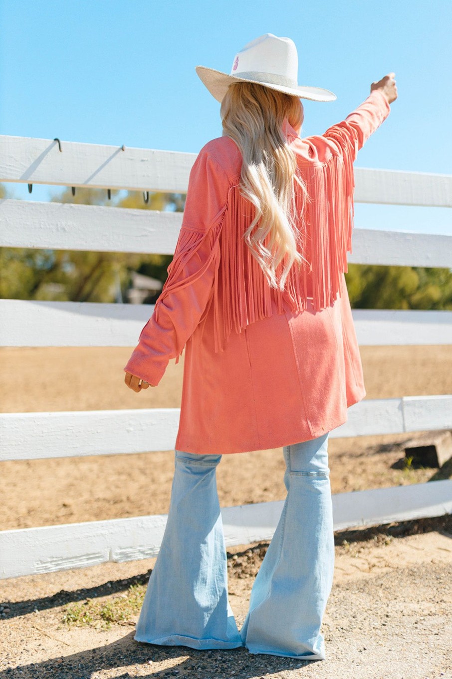 Outerwear BuddyLove Clothing Label | Buddylove Dutton Fringe Suede Jacket - Coral