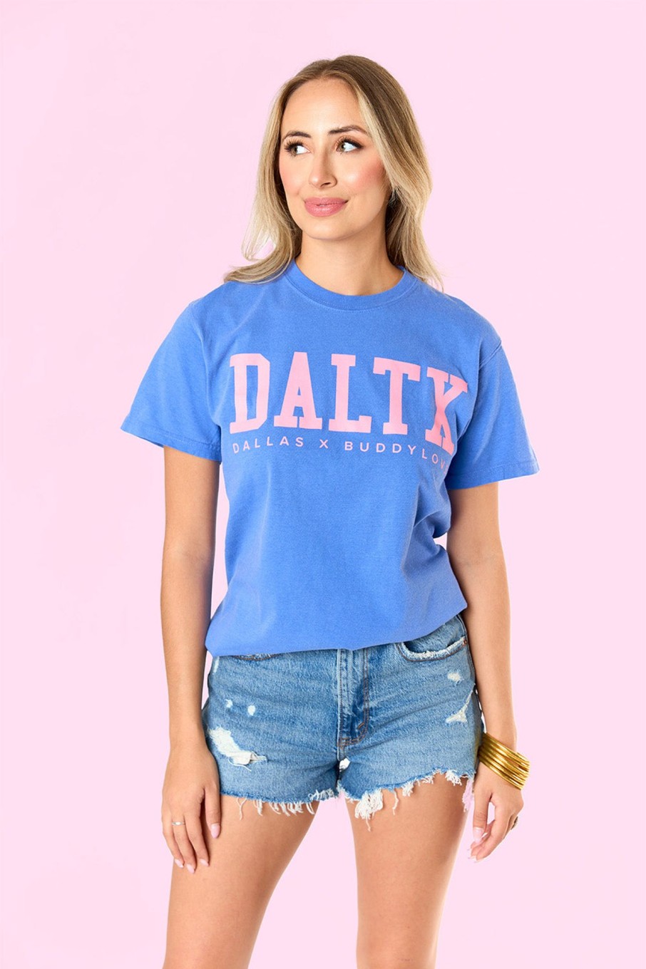 Tops BuddyLove Clothing Label | Daltx Graphic Tee - Flo Blue