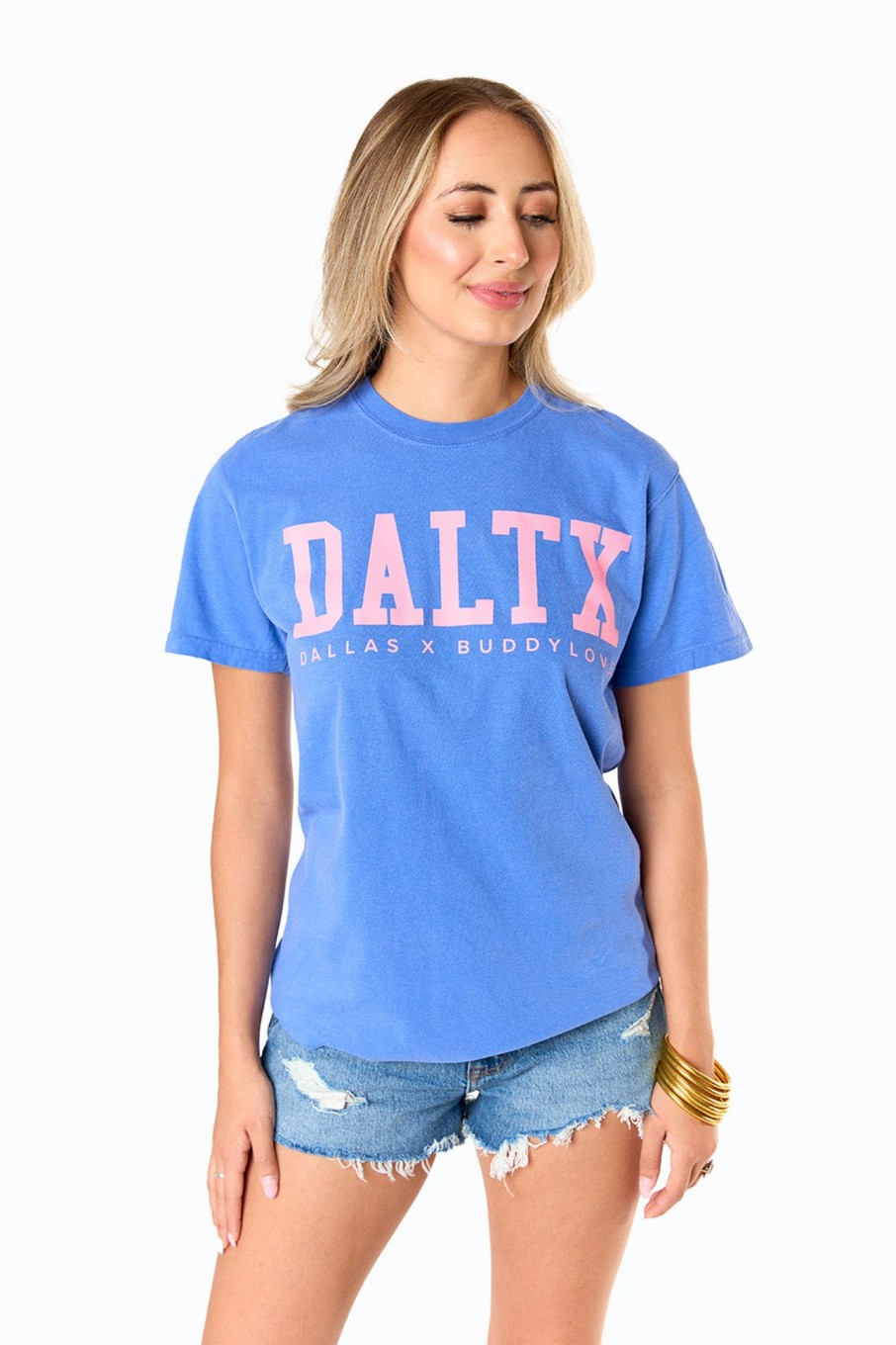 Tops BuddyLove Clothing Label | Daltx Graphic Tee - Flo Blue