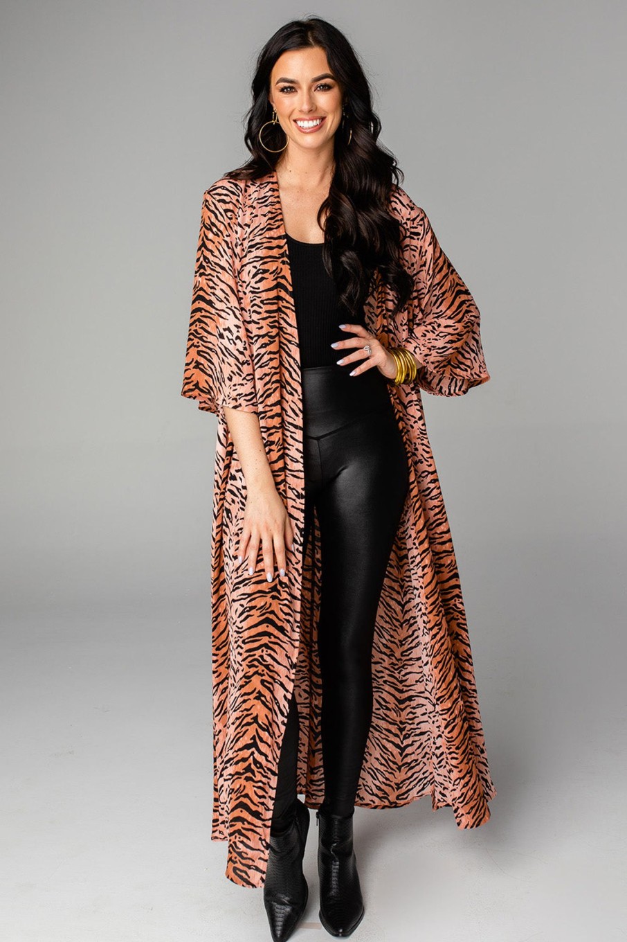 Tops BuddyLove Clothing Label | Buddylove Alix Maxi Length Duster - Siberian Tiger