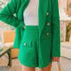 Blazers And Sets BuddyLove Clothing Label | Buddylove Mae Tweed High-Waisted Shorts - Green