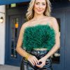 Tops BuddyLove Clothing Label | Buddylove Fancy Strapless Feather Crop Top - Emerald