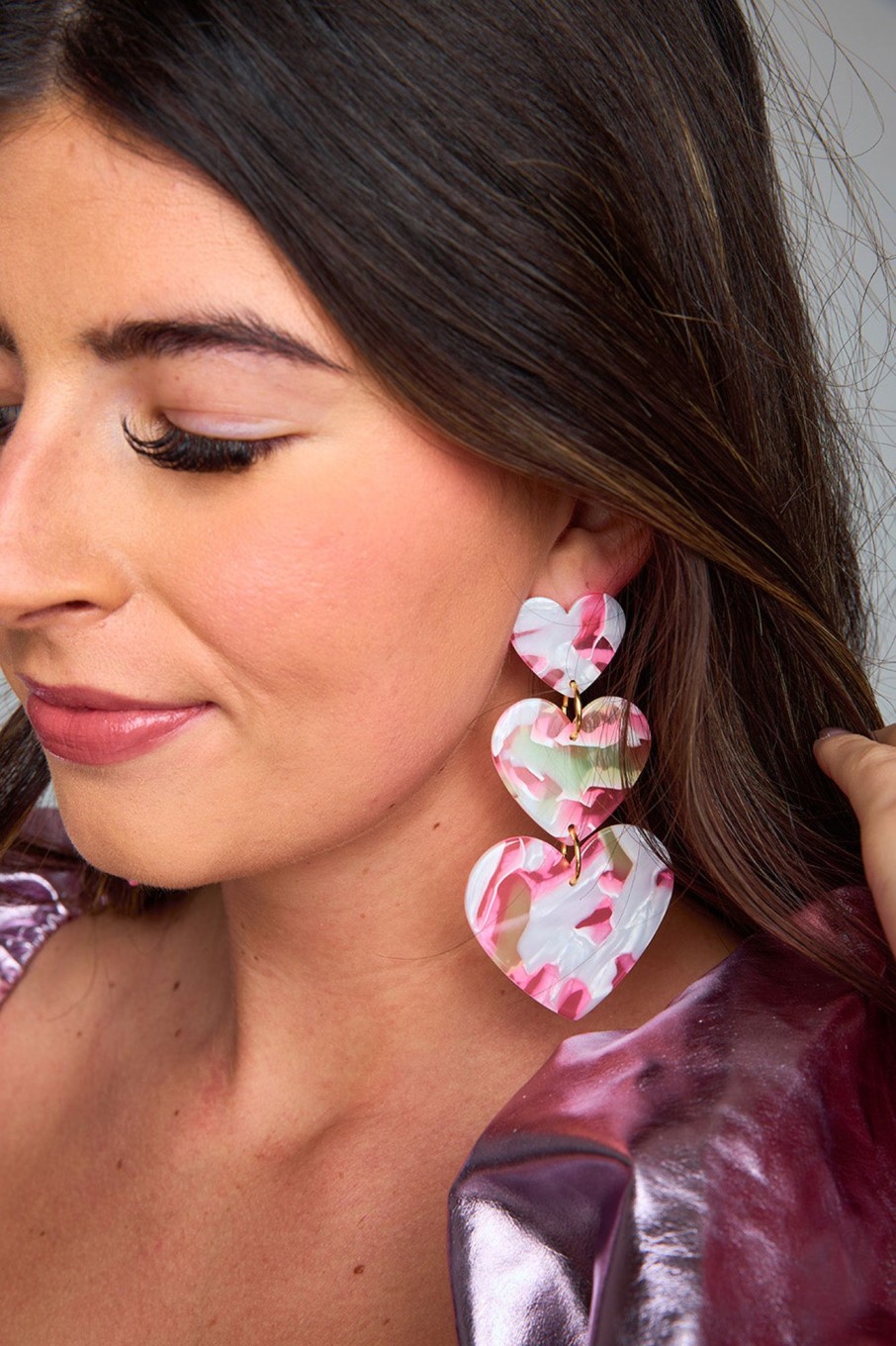 Accessories Linny Co | Linny Co Xx Bl Lola Statement Earrings - Sweetheart