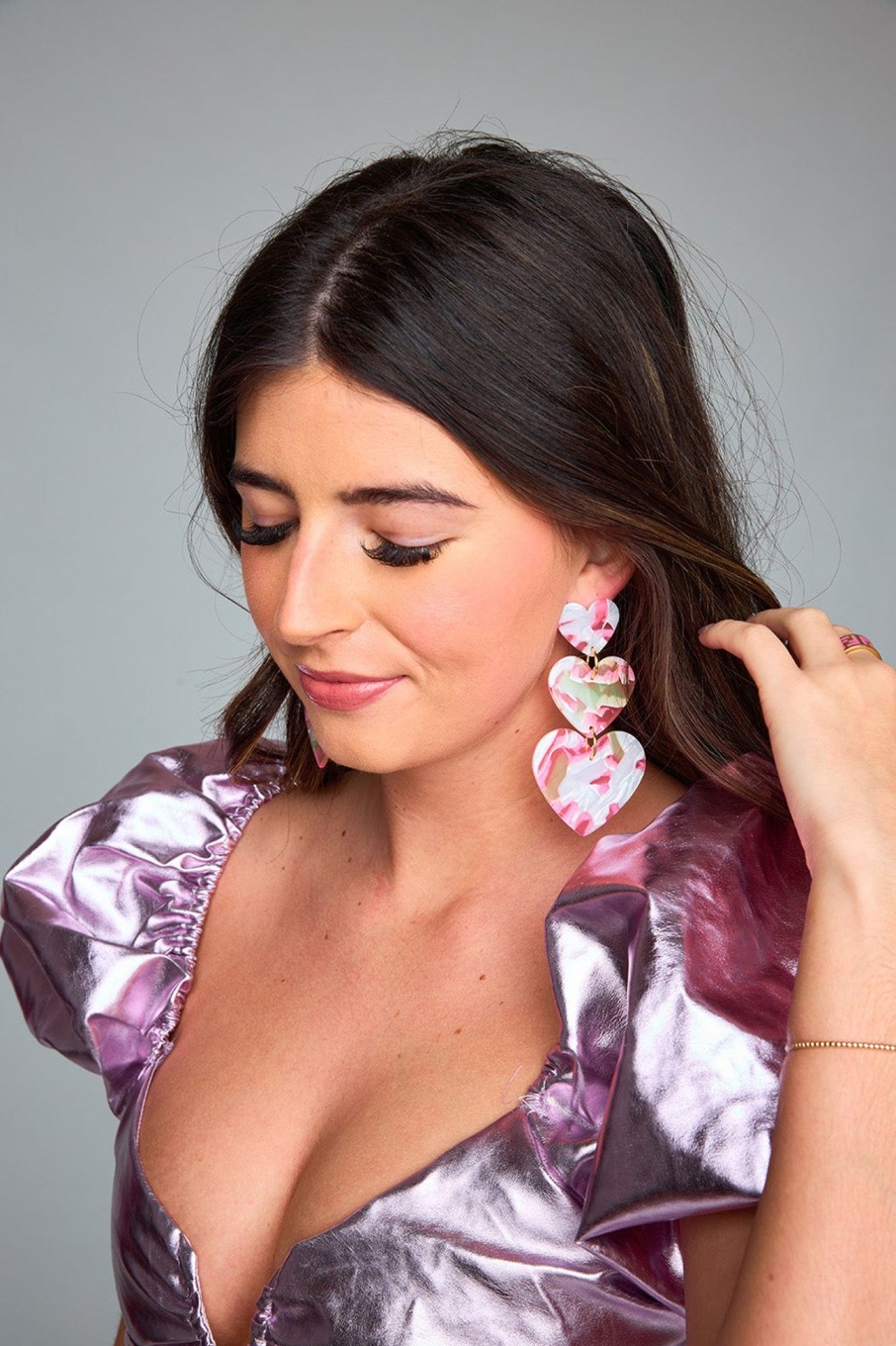 Accessories Linny Co | Linny Co Xx Bl Lola Statement Earrings - Sweetheart