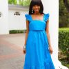 Dresses BuddyLove Clothing Label | Buddylove Beverly Ruffle Sleeve Midi Dress - Cobalt