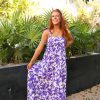 Dresses BuddyLove Clothing Label | Buddylove Arlene Tie-Shoulder Maxi Dress - Purple Floral