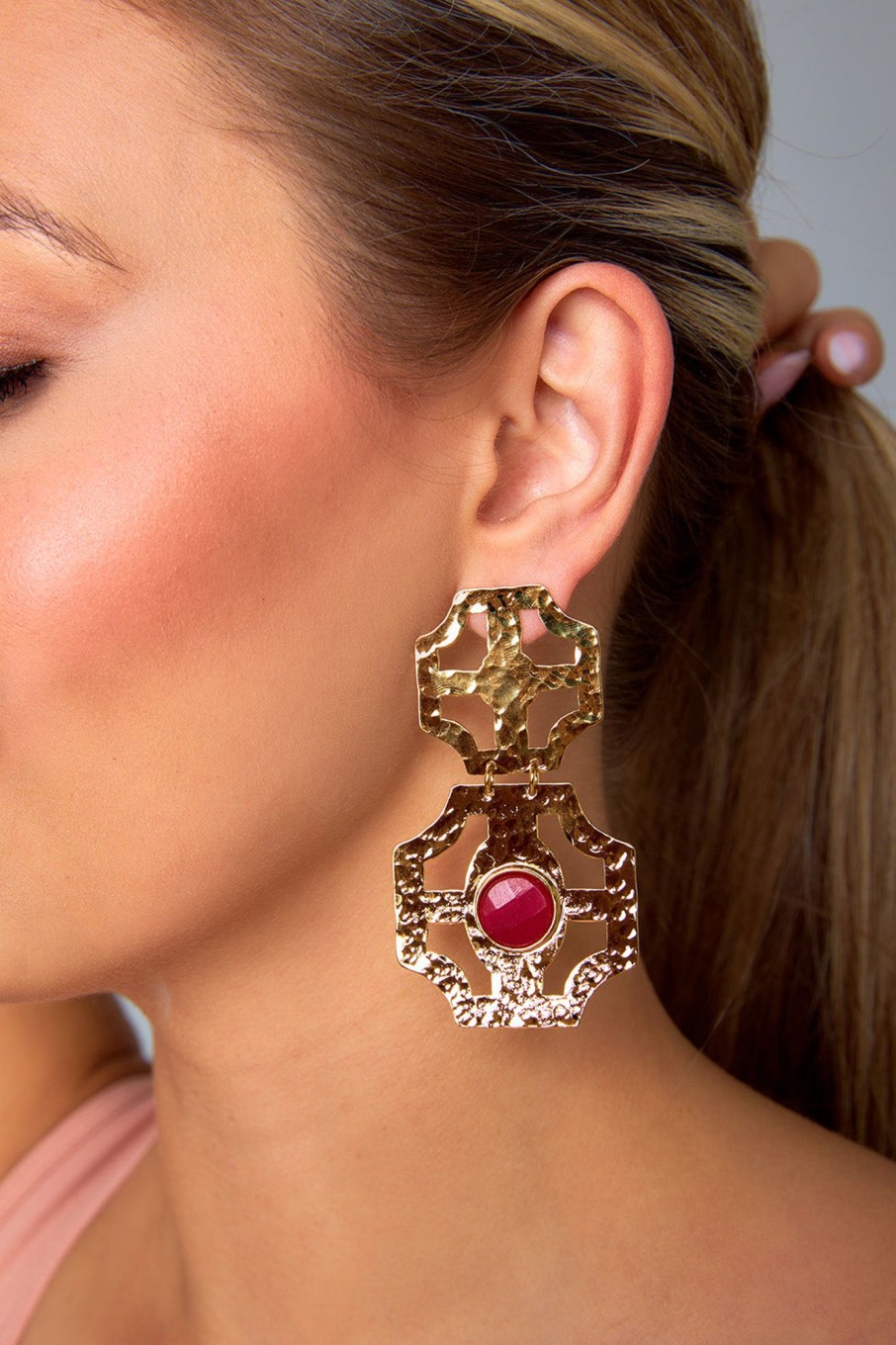 Accessories Treasure Jewels | Stacey Statement Earrings - Pink