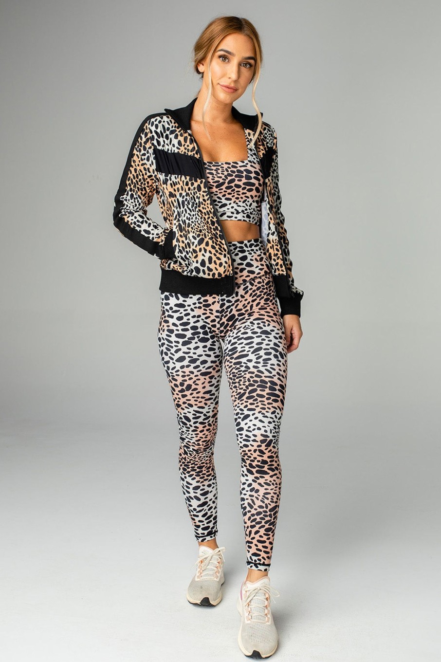 Outerwear BuddyLove Clothing Label | Buddylove Vonn Elastic Long Sleeve Zip Up Jacket - Cheetah