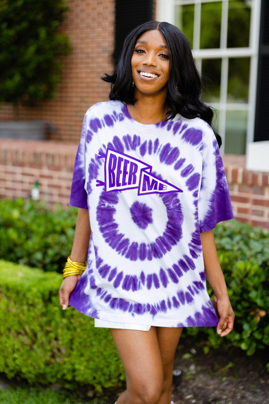 Tops BuddyLove Clothing Label | Buddylove Ram Oversized Graphic Tie-Dye Tee - Beer Me Purple