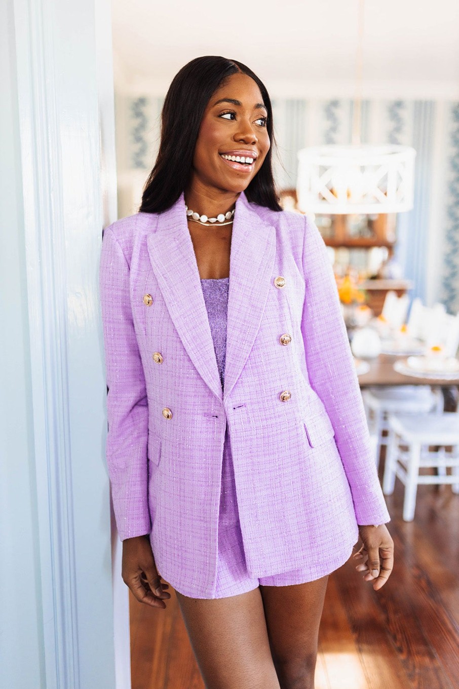 Outerwear BuddyLove Clothing Label | Buddylove Tucker Tweed Blazer - Lavender