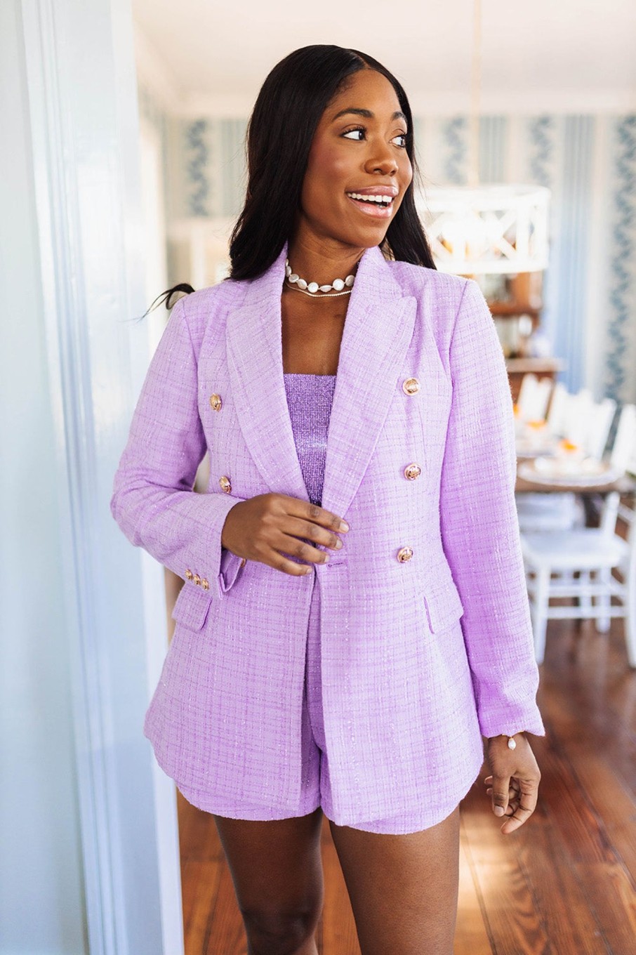 Outerwear BuddyLove Clothing Label | Buddylove Tucker Tweed Blazer - Lavender