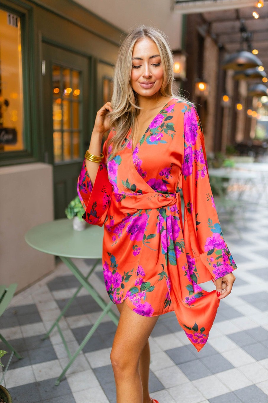 Dresses BuddyLove Clothing Label | Buddylove Astrid Wrap Mini Dress - Tuscan Rose