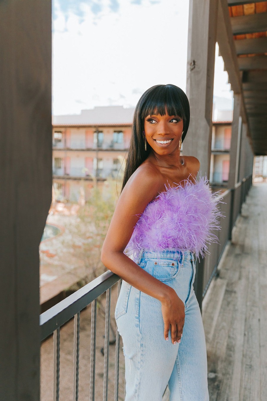 Tops BuddyLove Clothing Label | Buddylove Fancy Strapless Feather Crop Top - Lavender